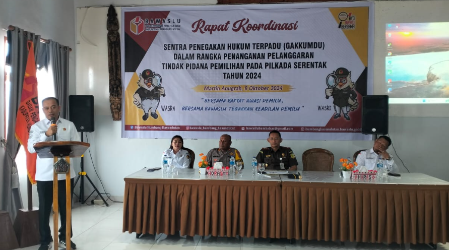 Polres Humbang Hasundutan Ikuti Rapat Koordinasi Tim Gakkumdu untuk Pilkada Serentak 2024 